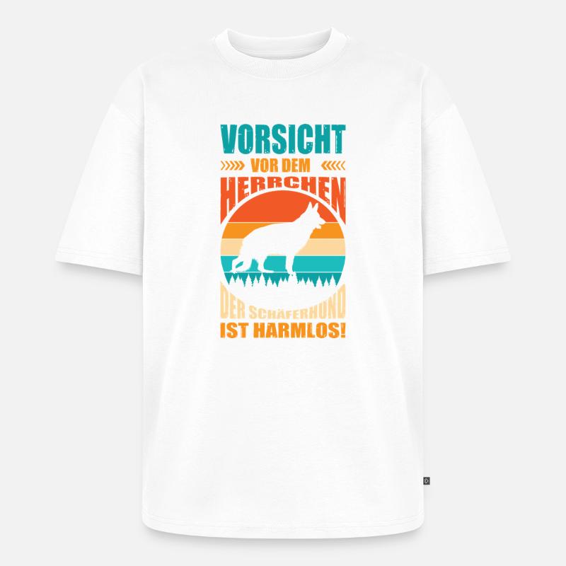 Schäferhund Geschenke Hund Herrchen Gassi - Unisex Premium Oversized Bio T-Shirt - Weiß