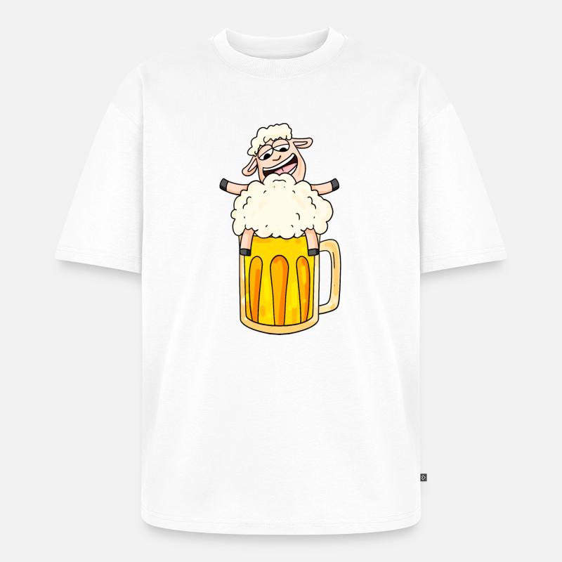 Bier Schaf Comic - Unisex Premium Oversized Bio T-Shirt - Weiß