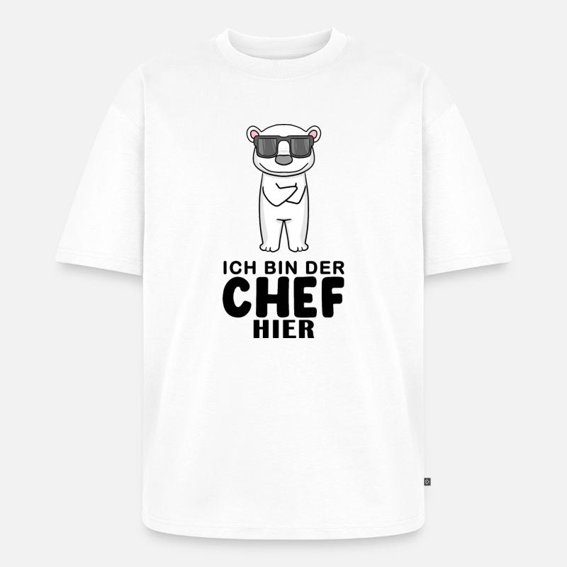 Chef Spruch mit Eisbär Motiv - Unisex Premium Oversized Bio T-Shirt - Weiß