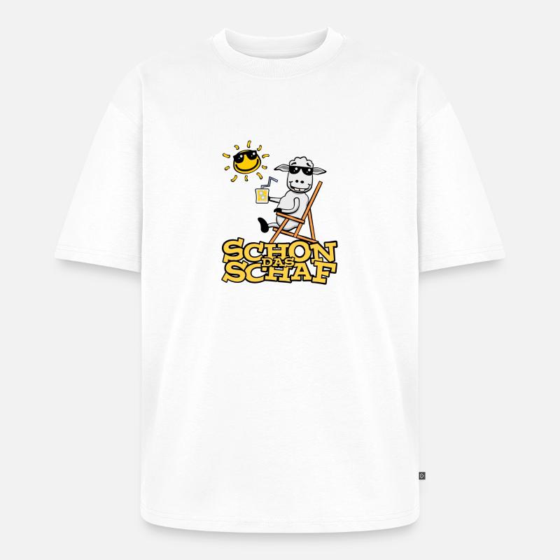 Lustiges Schaf (mit Text) - Unisex Premium Oversized Bio T-Shirt - Weiß