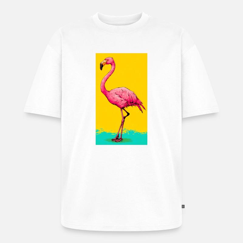 Flamingo - Unisex Premium Oversized Bio T-Shirt - Weiß