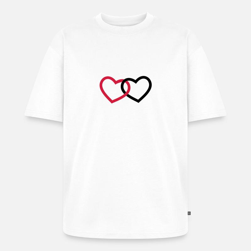 Herzen - Unisex Premium Oversized Bio T-Shirt - Weiß