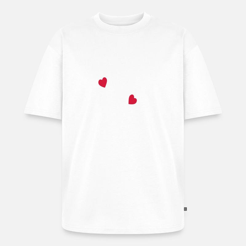 2 Herzen - Unisex Premium Oversized Bio T-Shirt - Weiß
