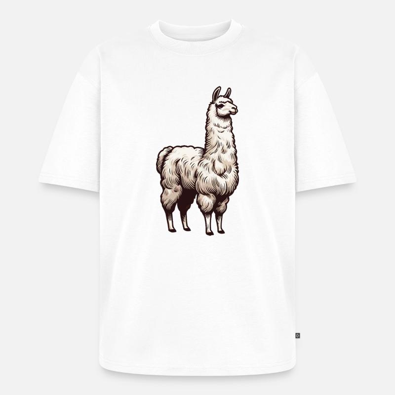 Lama blanc - T-shirt Premium bio oversize Unisexe - blanc