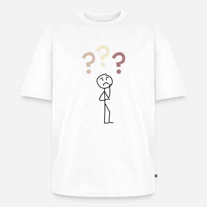 Three Question Marks – Minimal Mystery Design - Unisex Premium Oversized Organic T-Shirt - white