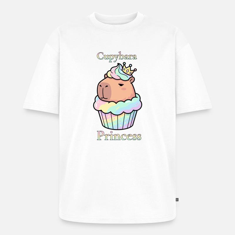 Cupybara Princess Capybara Cupcake mit Krone - Unisex Premium Oversized Bio T-Shirt - Weiß