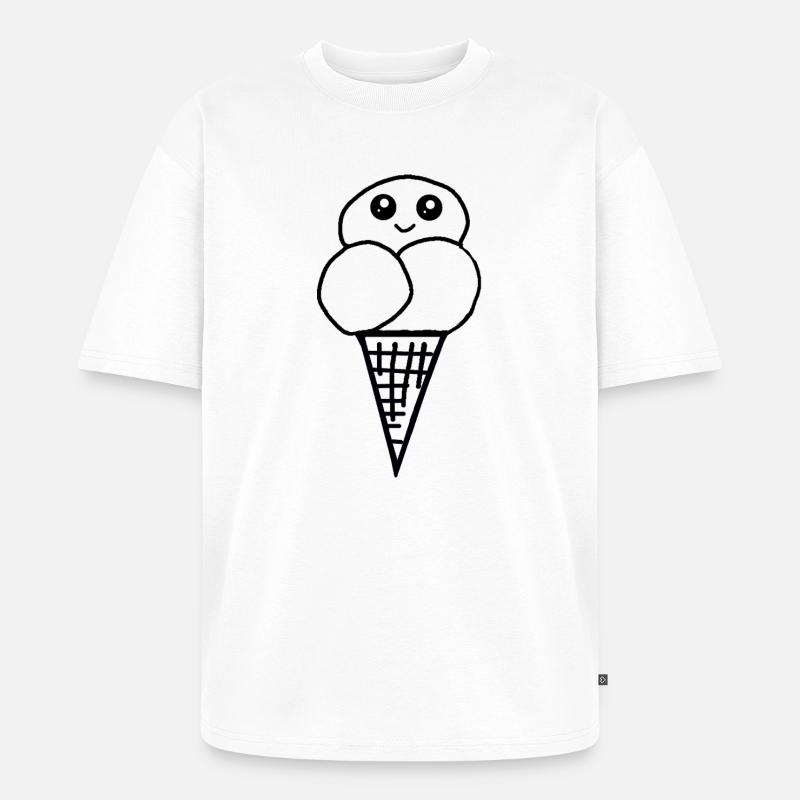Eis Eiswaffel Eistüte Eiscreme Eiskrem - Unisex Premium Oversized Organic T-Shirt - white