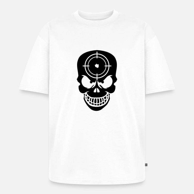 Evil Skull With Target - Unisex Premium Oversized Bio T-Shirt - Weiß