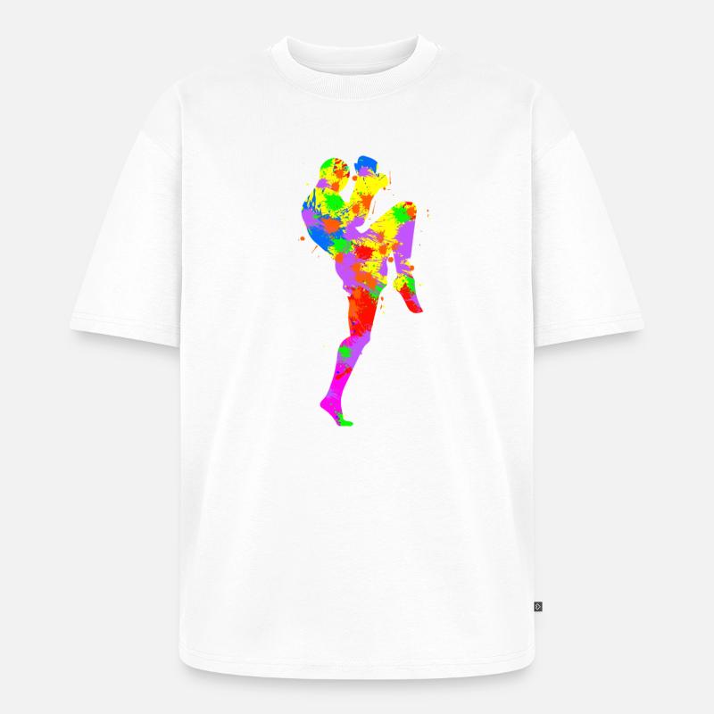 Rainbow Splash Runner - Unisex Premium Oversized Organic T-Shirt - white