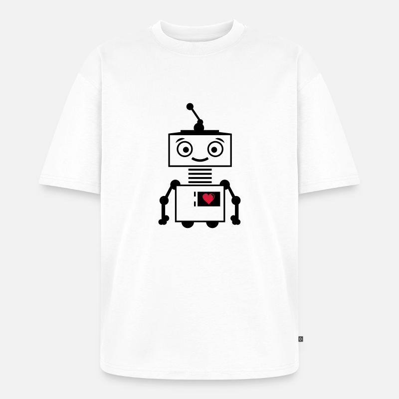 roboter_herz_2 - Unisex Premium Oversized Bio T-Shirt - Weiß