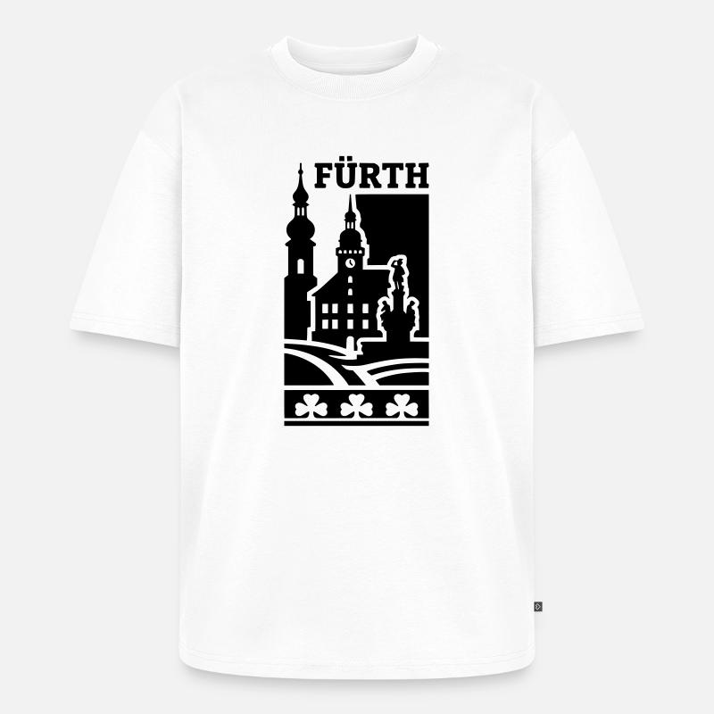 Fürth Silhouette Wahrzeichen - Unisex Premium Oversized Bio T-Shirt - Weiß