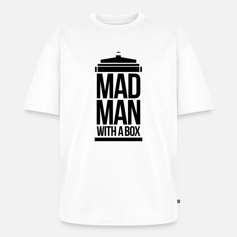 Mad man with a box - Unisex Premium Oversized Bio T-Shirt - Weiß