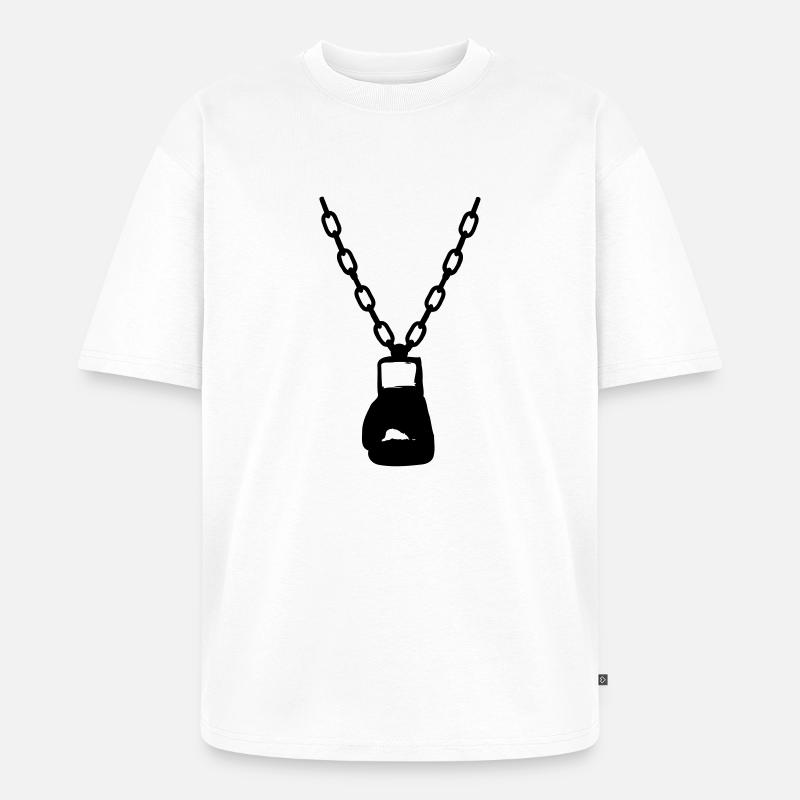 Boxhandschuh Kette - Unisex Premium Oversized Bio T-Shirt - Weiß
