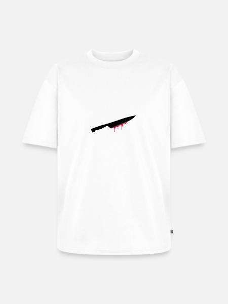 messer, klinge, blut, - Unisex Premium Oversized Bio T-Shirt - Weiß