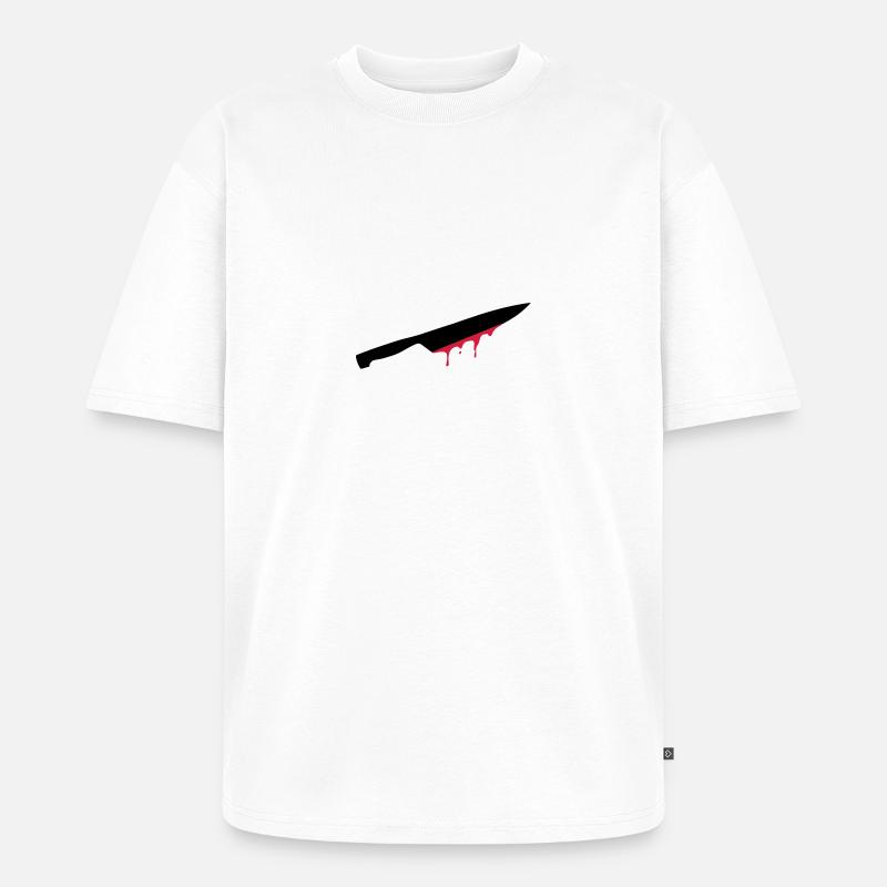 messer, klinge, blut, - Unisex Premium Oversized Bio T-Shirt - Weiß