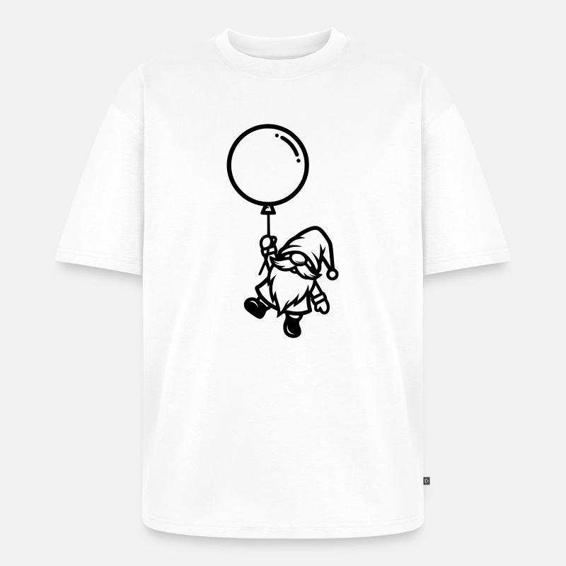 Wichtel mit Luftballon Silhouette - Unisex Premium Oversized Bio T-Shirt - Weiß