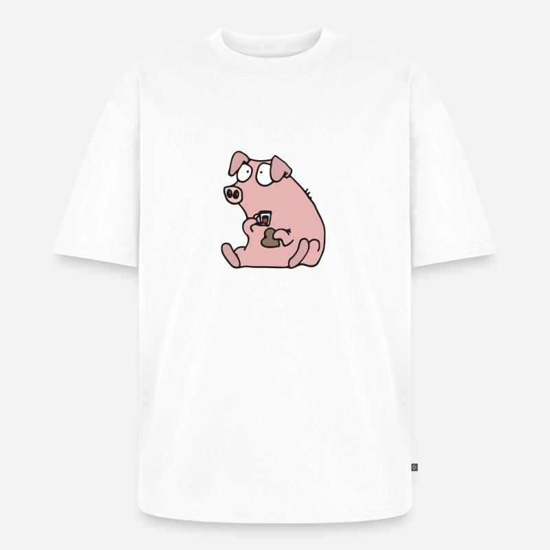 Julgris äter pepparkaka - Unisex Premium Oversized Bio T-Shirt - Weiß