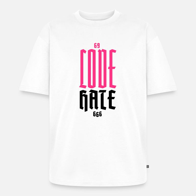 Gothic Neon CODE Vertikal - Unisex Premium Oversized Bio T-Shirt - Weiß