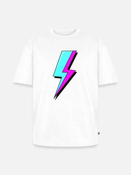 Psychedelic Neon Lightning - Unisex Premium Oversized Organic T-Shirt - white