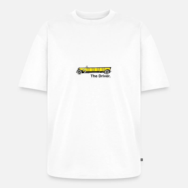 Yellow Oldtimer - The Driver. - Unisex Premium Oversized Bio T-Shirt - Weiß