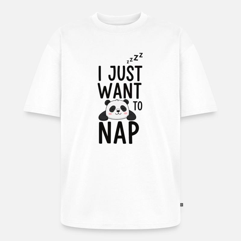 Panda Nickerchen Schlafmodus - Unisex Premium Oversized Bio T-Shirt - Weiß