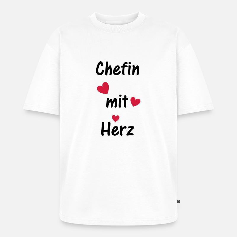 Chefin mit Herz - Unisex Premium Oversized Bio T-Shirt - Weiß
