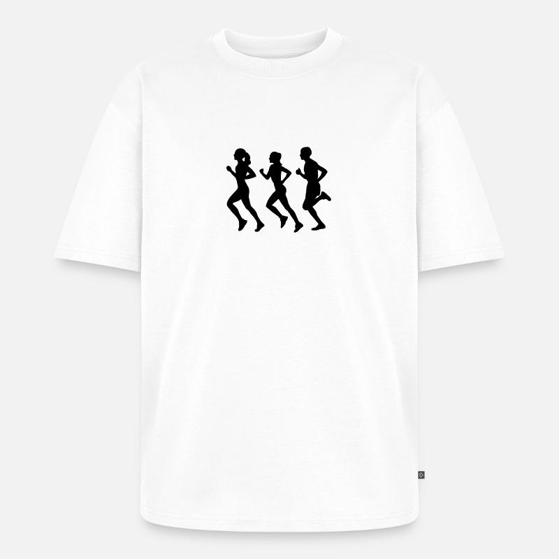 Running Group (Silhouette) - Unisex Premium Oversized Bio T-Shirt - Weiß