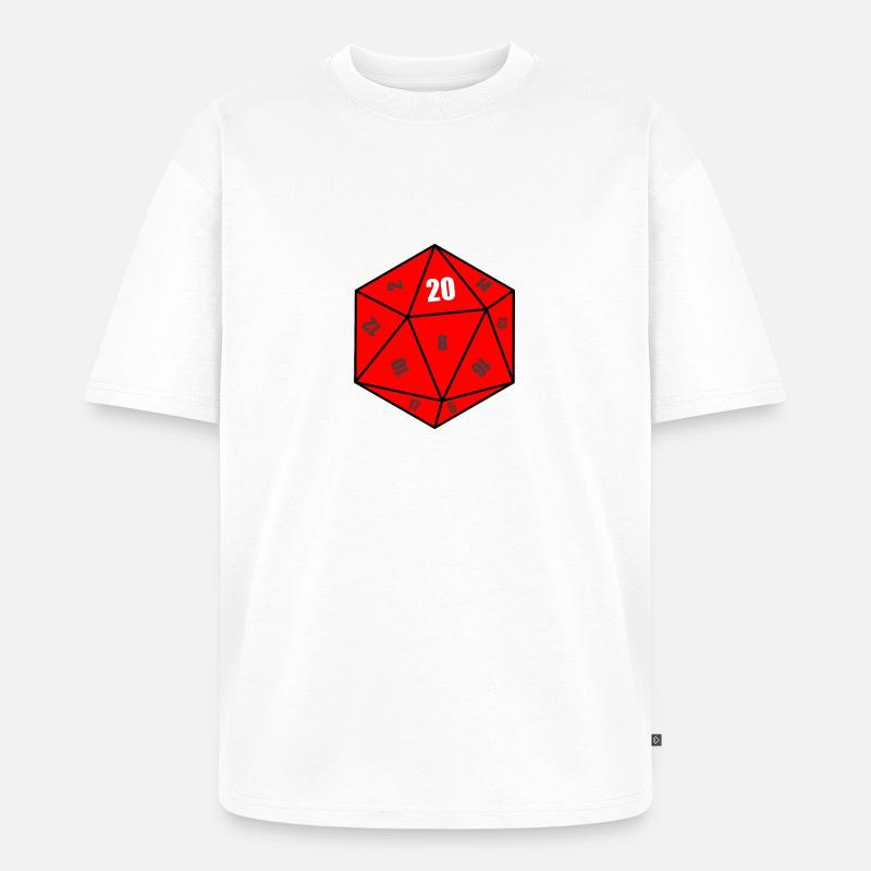 D20 Würfel - Unisex Premium Oversized Bio T-Shirt - Weiß