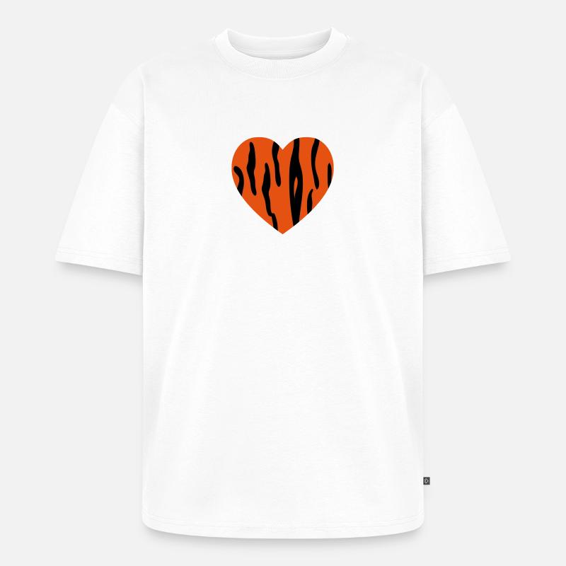 herz_tiger - Unisex Premium Oversized Bio T-Shirt - Weiß