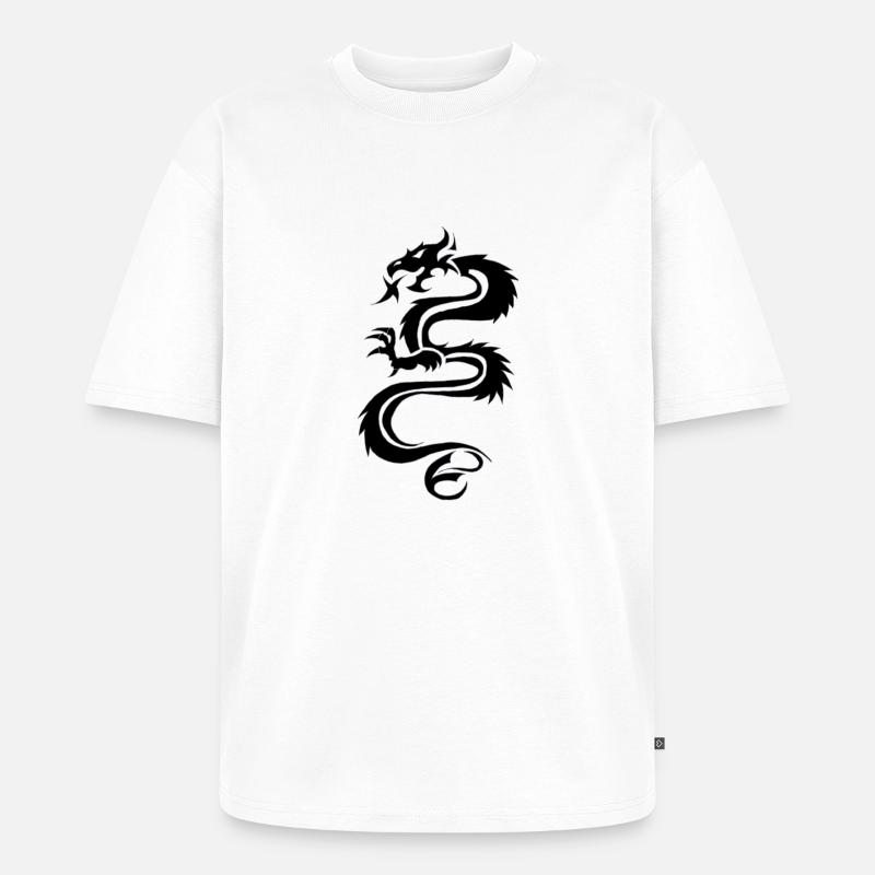 Drache - Unisex Premium Oversized Bio T-Shirt - Weiß