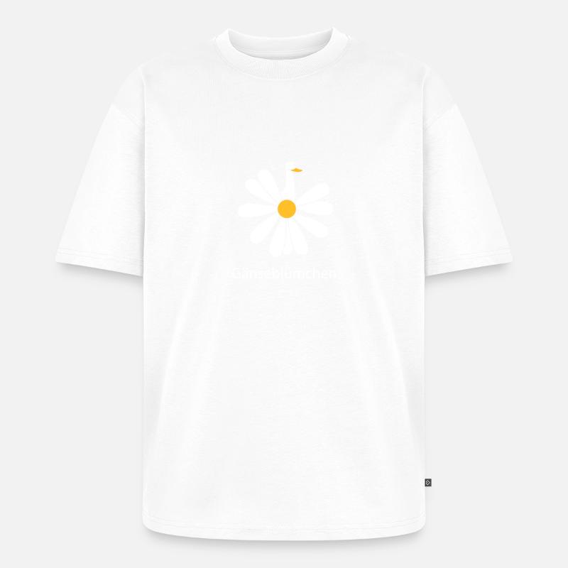 Gänseblümchen mit Gans - Unisex Premium Oversized Bio T-Shirt - Weiß