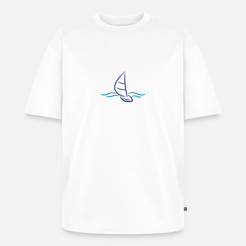 Sailing Boad And Waves Logo - Unisex Premium Oversized Organic T-Shirt - white
