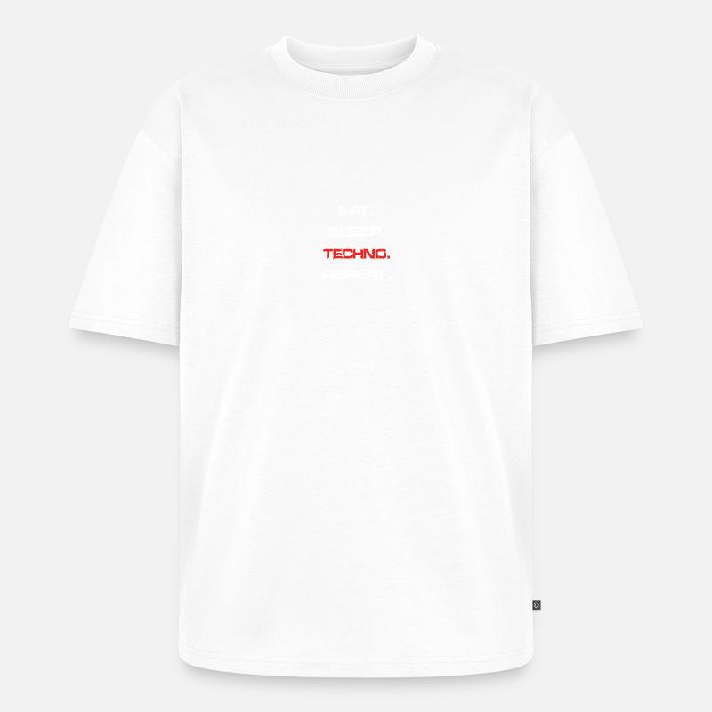 eat sleep repeat TECHNO - Unisex Premium Oversized Bio T-Shirt - Weiß