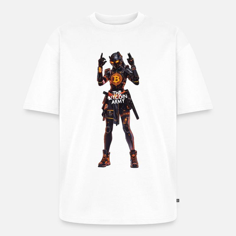 Bitcoin Bazooka – Die Bitcoin-Armee – Samurai 04 - Unisex Premium Oversized Bio T-Shirt - Weiß