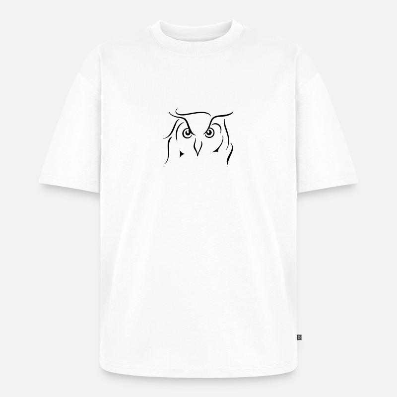 Uhu - Strichzeichnung Geschenkidee Geschenk - Unisex Premium Oversized Bio T-Shirt - Weiß