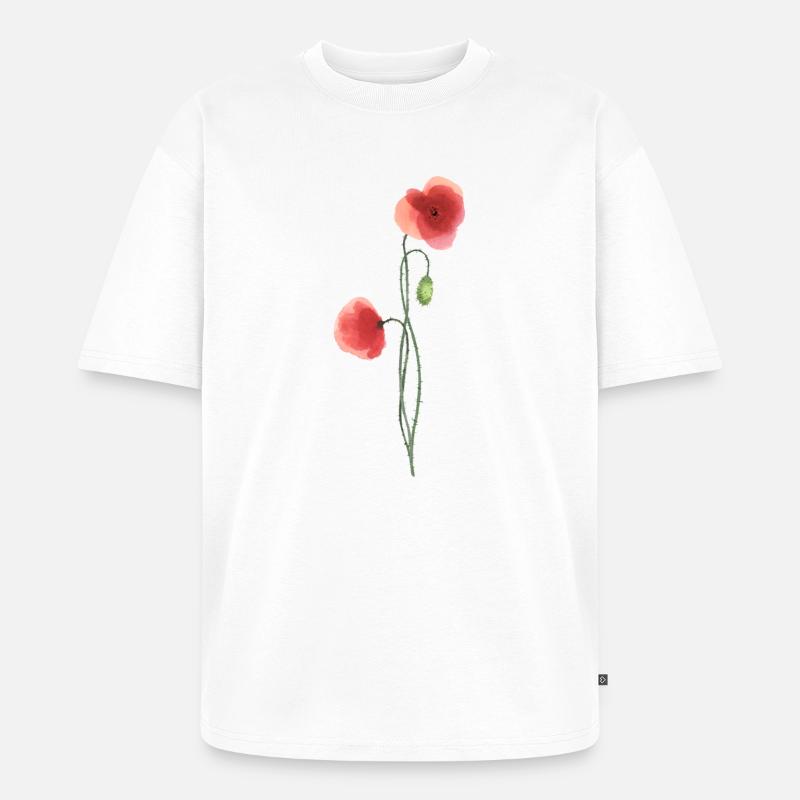 Flower: red poppy - Unisex Premium Oversized Organic T-Shirt - white
