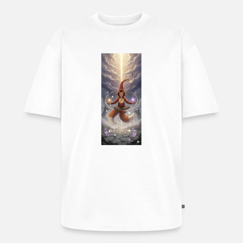 Fox Magic in the Light Path - Unisex Premium Oversized Organic T-Shirt - white