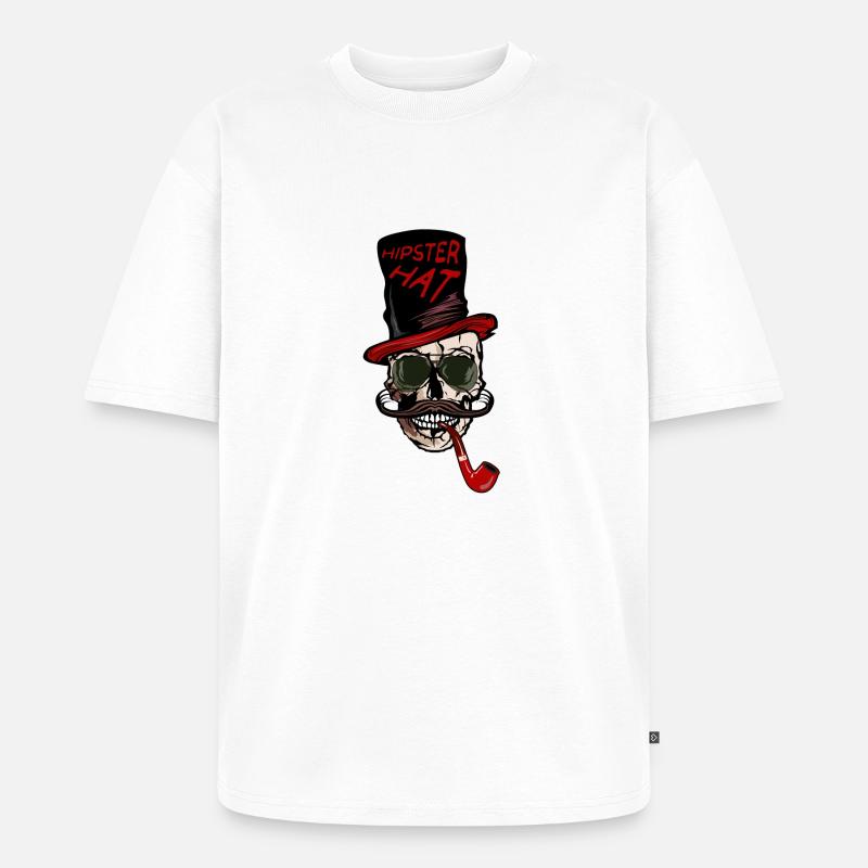 Kopf des Todeshippie-Hutschnurrbart-Kranzitats - Unisex Premium Oversized Bio T-Shirt - Weiß