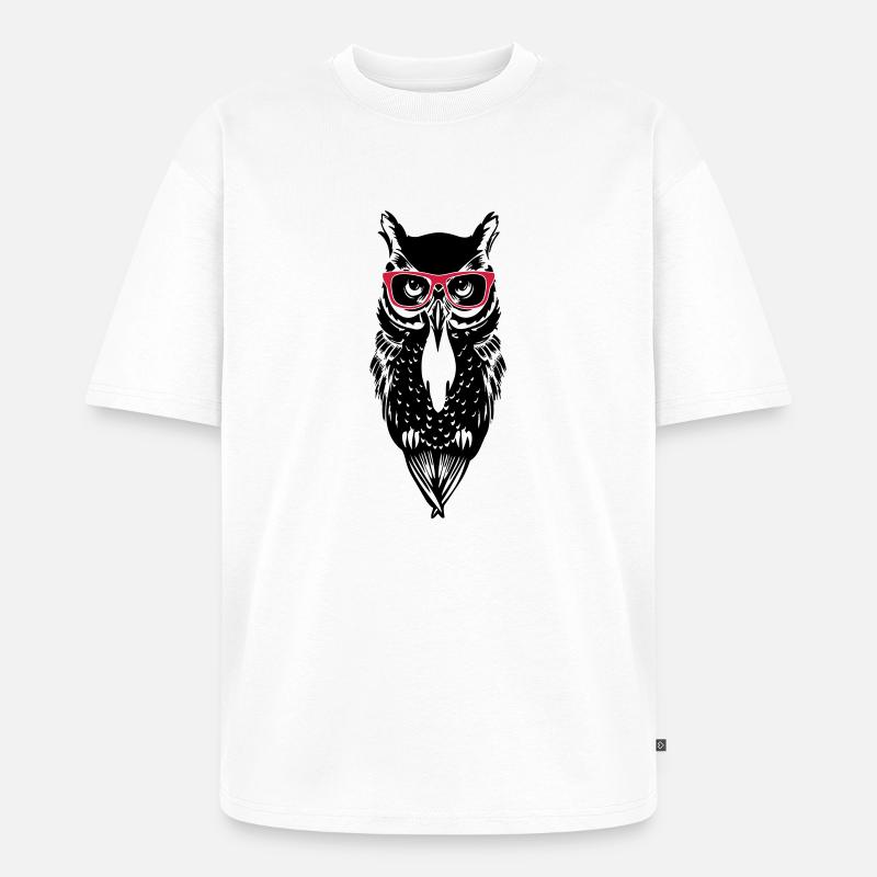 eule owl_glasses_2 - Unisex Premium Oversized Bio T-Shirt - Weiß