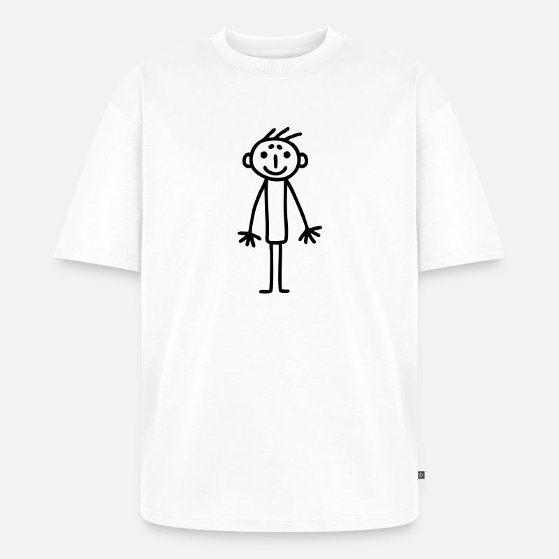 Strichmännchen Kinderbild - Unisex Premium Oversized Bio T-Shirt - Weiß