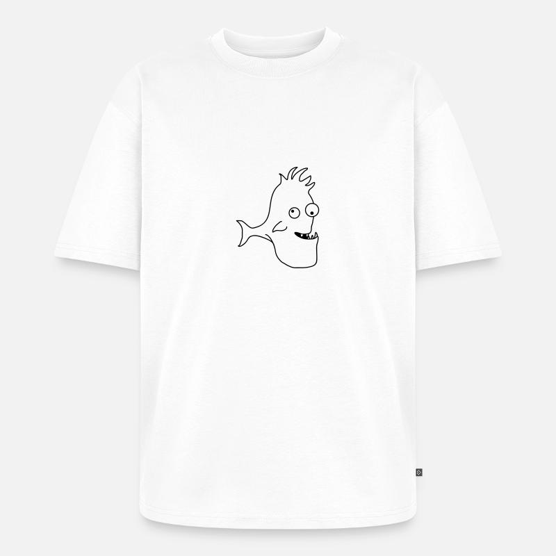 Stupid Crazy Comic Fish - Unisex Premium Oversized Bio T-Shirt - Weiß