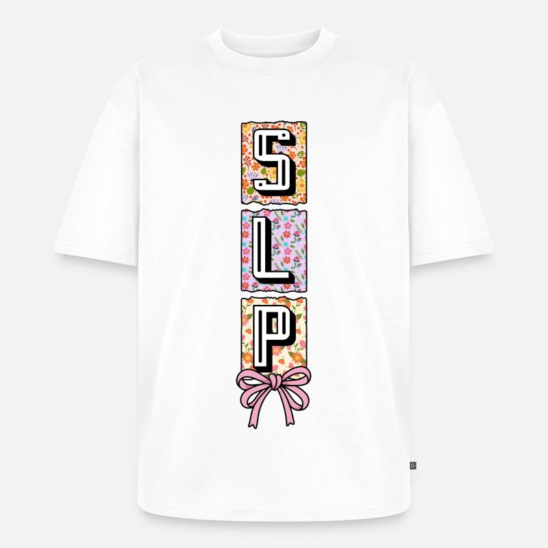 SLP Speech Language Pathology Speech Therapist - Unisex Premium Oversized Organic T-Shirt - white