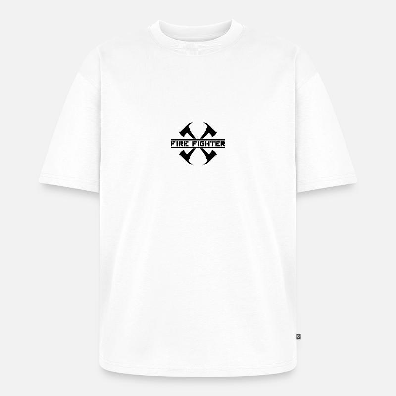 2 Feuerwehr Äxte Firefighter - Unisex Premium Oversized Bio T-Shirt - Weiß