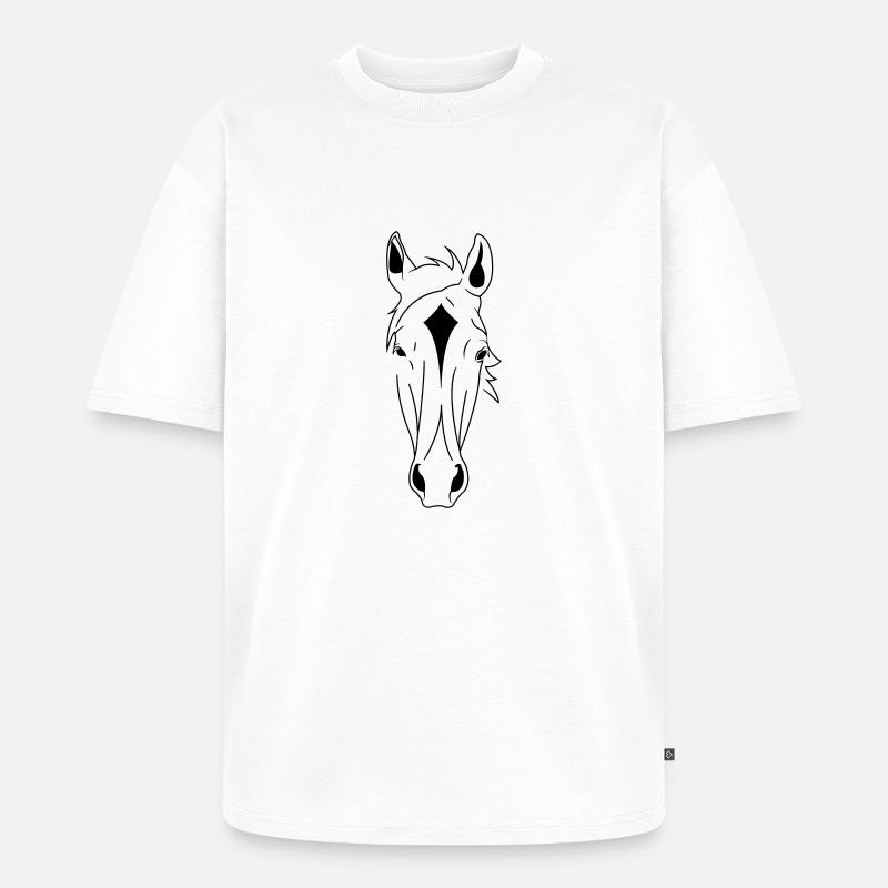 Pferdekopf - Unisex Premium Oversized Bio T-Shirt - Weiß