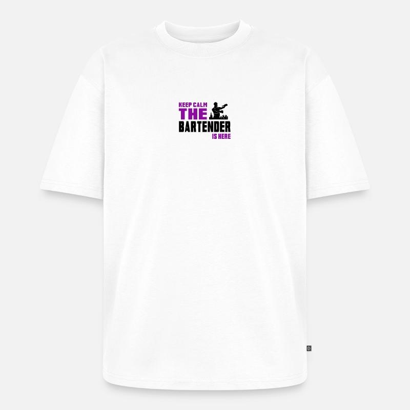 Keep Calm Barkeeper Design - Unisex Premium Oversized Bio T-Shirt - Weiß