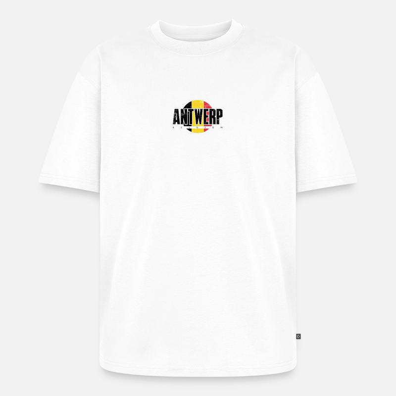 We Emblem Split Gelb Rot - Unisex Premium Oversized Bio T-Shirt - Weiß
