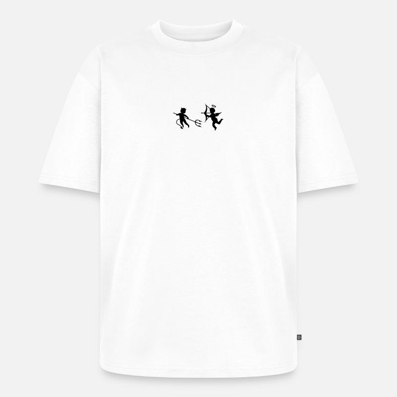 Ein kleiner Teufel und ein Engel - Unisex Premium Oversized Bio T-Shirt - Weiß