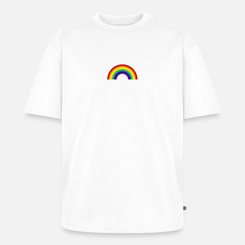 regenbogen - Unisex Premium Oversized Bio T-Shirt - Weiß