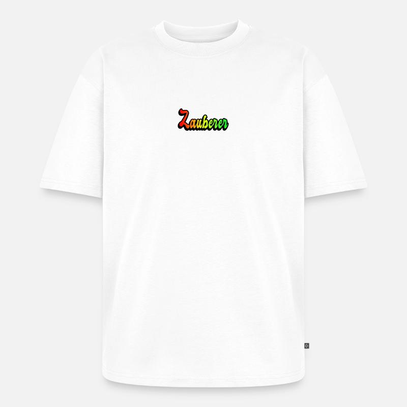 Zauberer Regenbogen Design - Unisex Premium Oversized Bio T-Shirt - Weiß