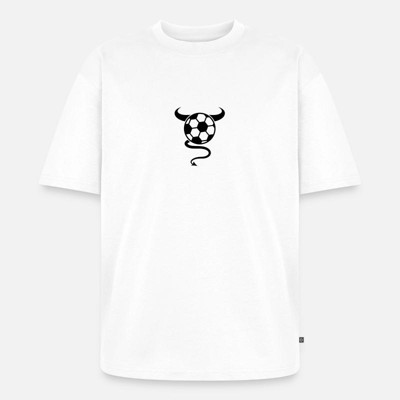Soccer Devil Logo Design - T-shirt Premium bio oversize Unisexe - blanc